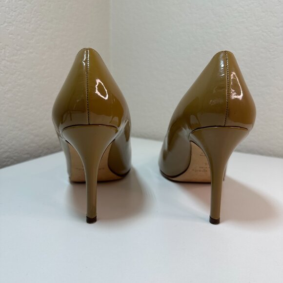 Kate Spade New York Patent Leather Classic Karolina Pumps Beige Camel Size 8.5 - Picture 5 of 14